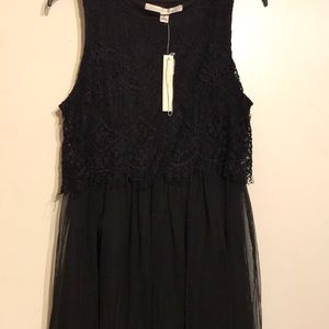 Knit top dress with tulle skirt
